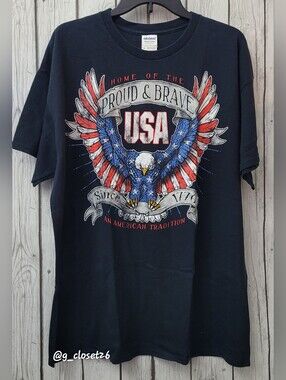 Proud & Brave USA Eagle Graphic Tee - Navy